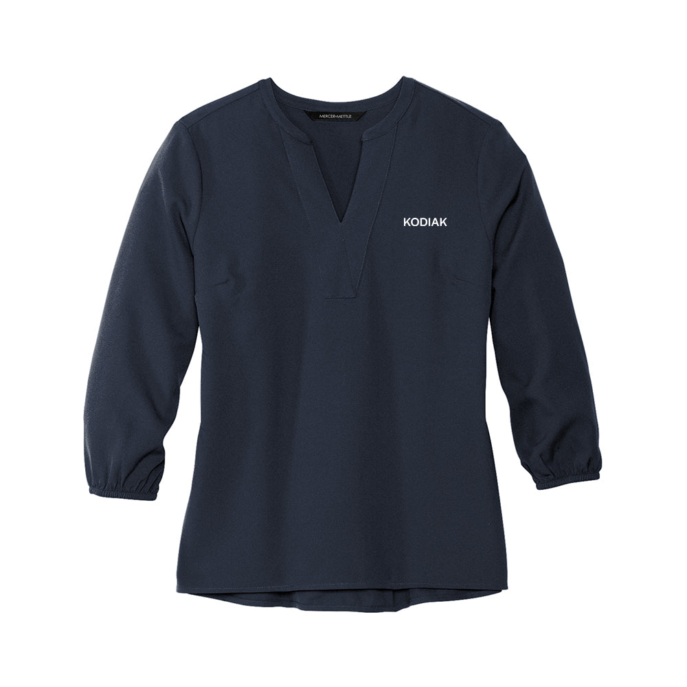 Mercer+Mettle Women's Stretch Crepe 3/4-Sleeve Blouse